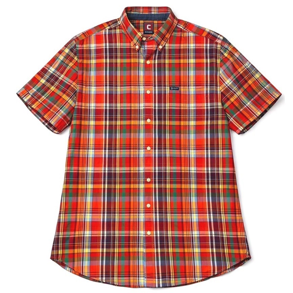 Chaps Men's Multicolor Plaid‎ Button Up Shirt Short Sleeve Classic Fit Size XXL